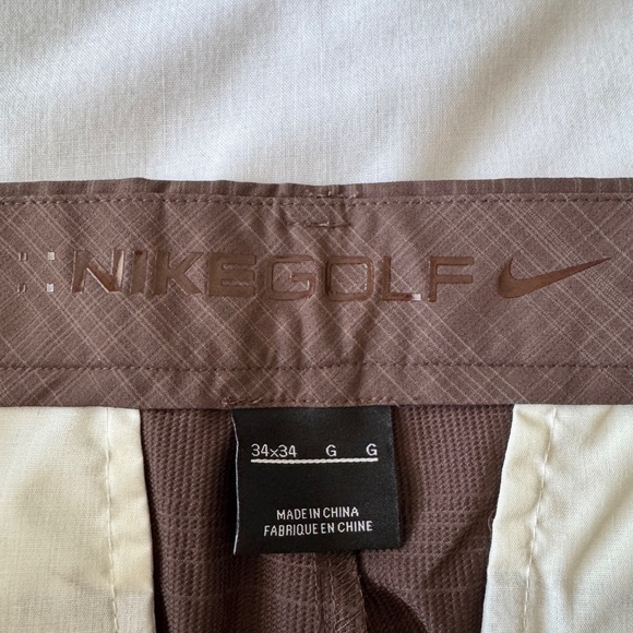 Nike Golf Men's 34x34 Retro Plaid Chino Golf Pants Brown Lightweight Preppy - Picture 2 of 15